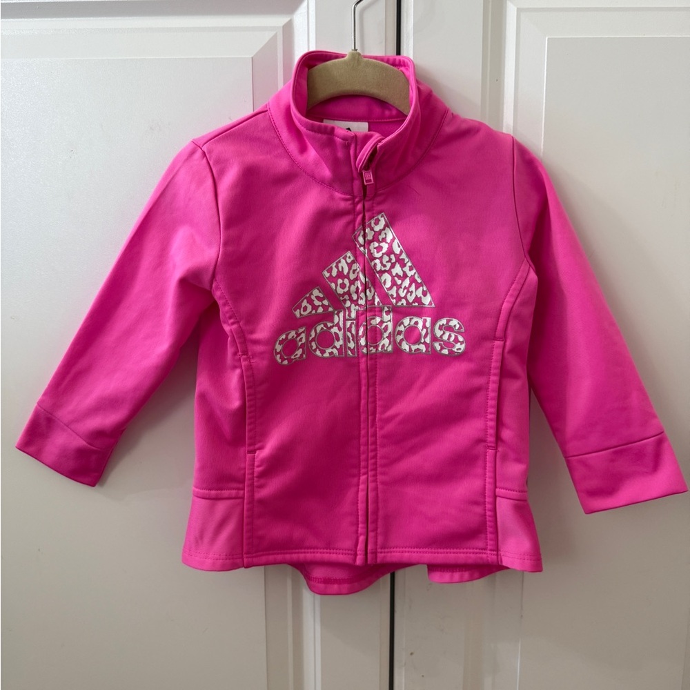Adidas Kids' Jacket in Vibrant Pink with Leopard Logo